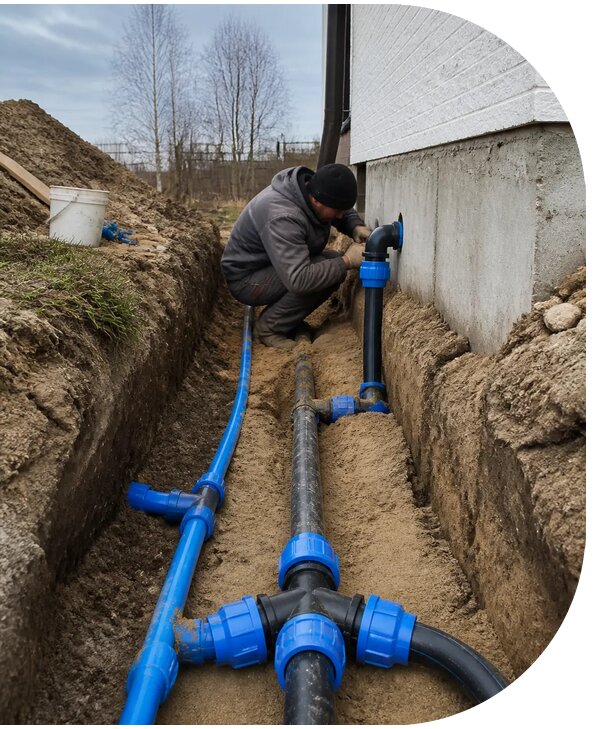 Монтаж наружного водопровода на участке под ключ в Солнечногорске